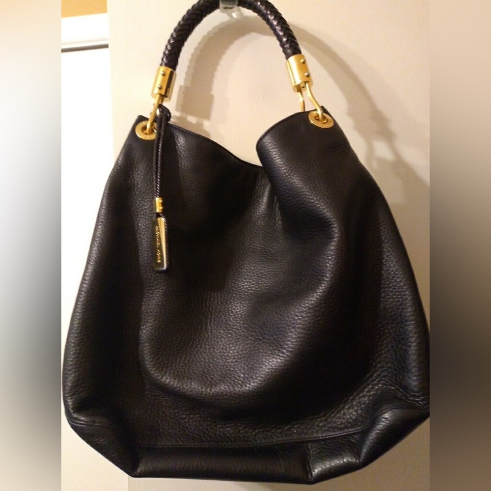 Black leather Hobo shoulder bag